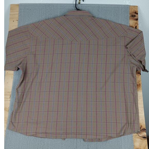 Falcon Bay Vintage Western Shirt Men's 4XL Tan Plaid Pearl Snap Rockabilly Rodeo - Picture 5 of 10
